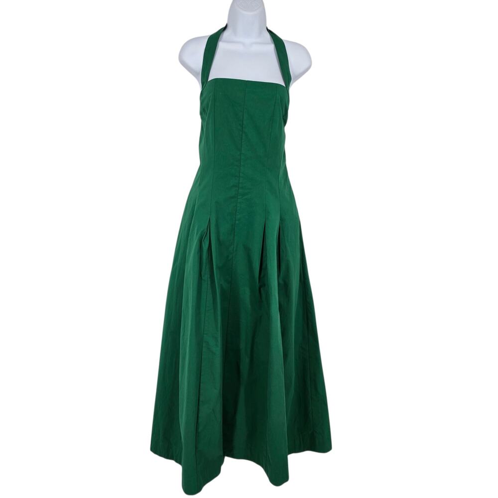 NWT Lost & Wander Green Cotton Portofino Bliss Halter Midi Dress Size L